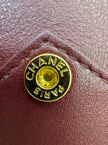 CHANEL 26X 信封卡包包掛 酒紅
