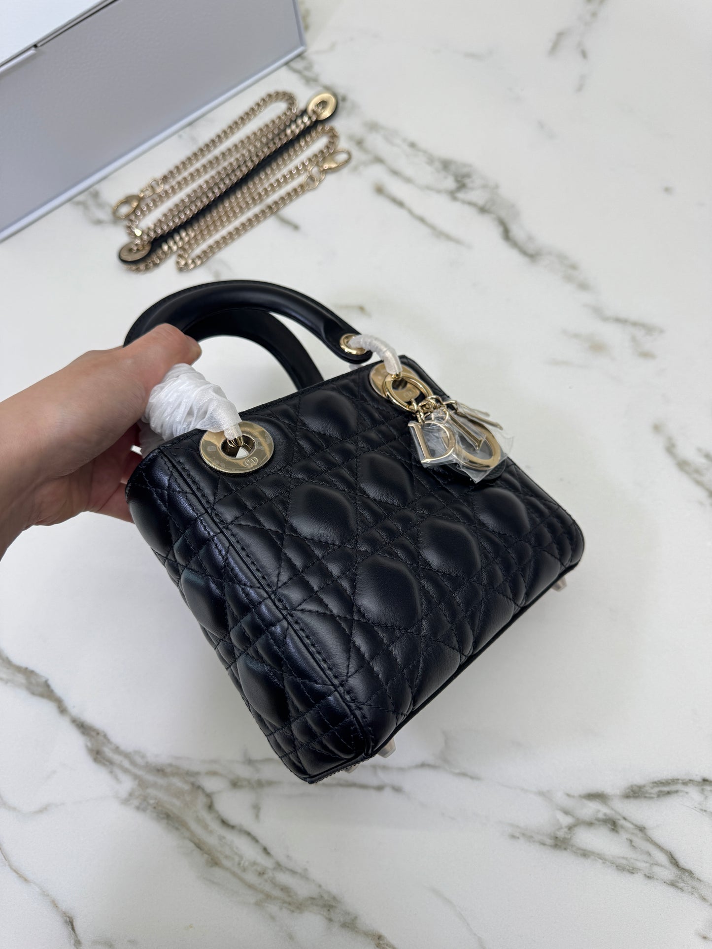 DIOR Mini Lady Dior 黑色羊皮