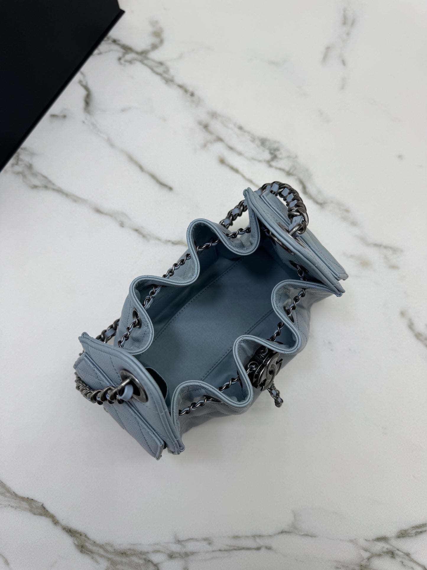 CHANEL Mini 25 Bag 霧霾藍銀扣