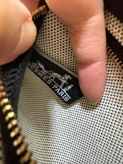 HERMES Mini Herbag 熊貓色 金扣 H Viking 帆布