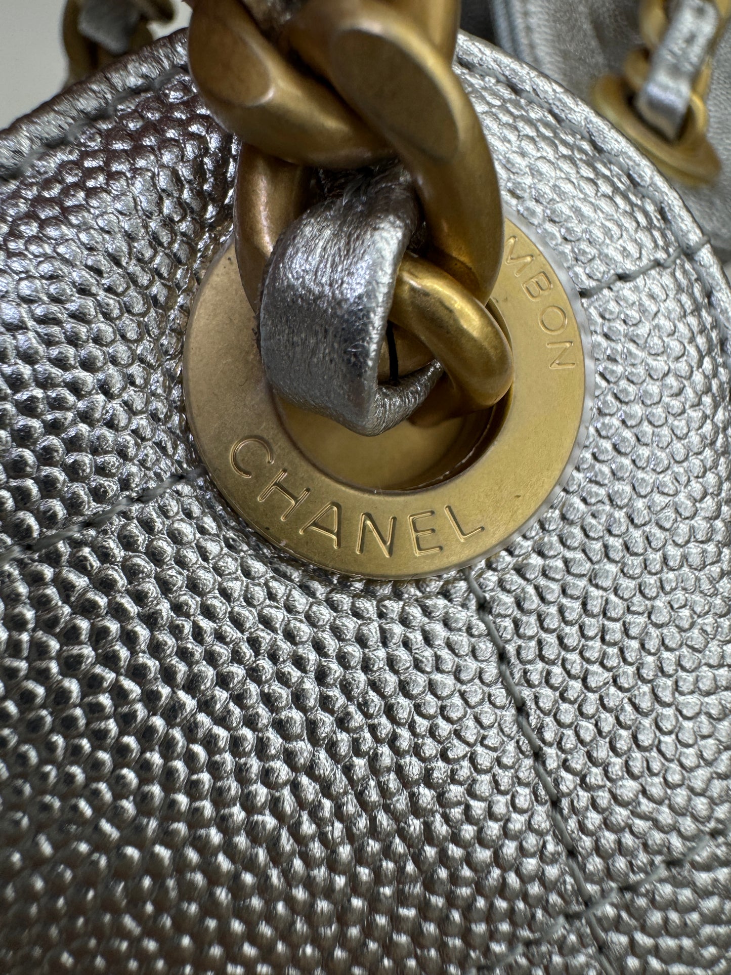 CHANEL 25Bag Small 銀色荔枝皮