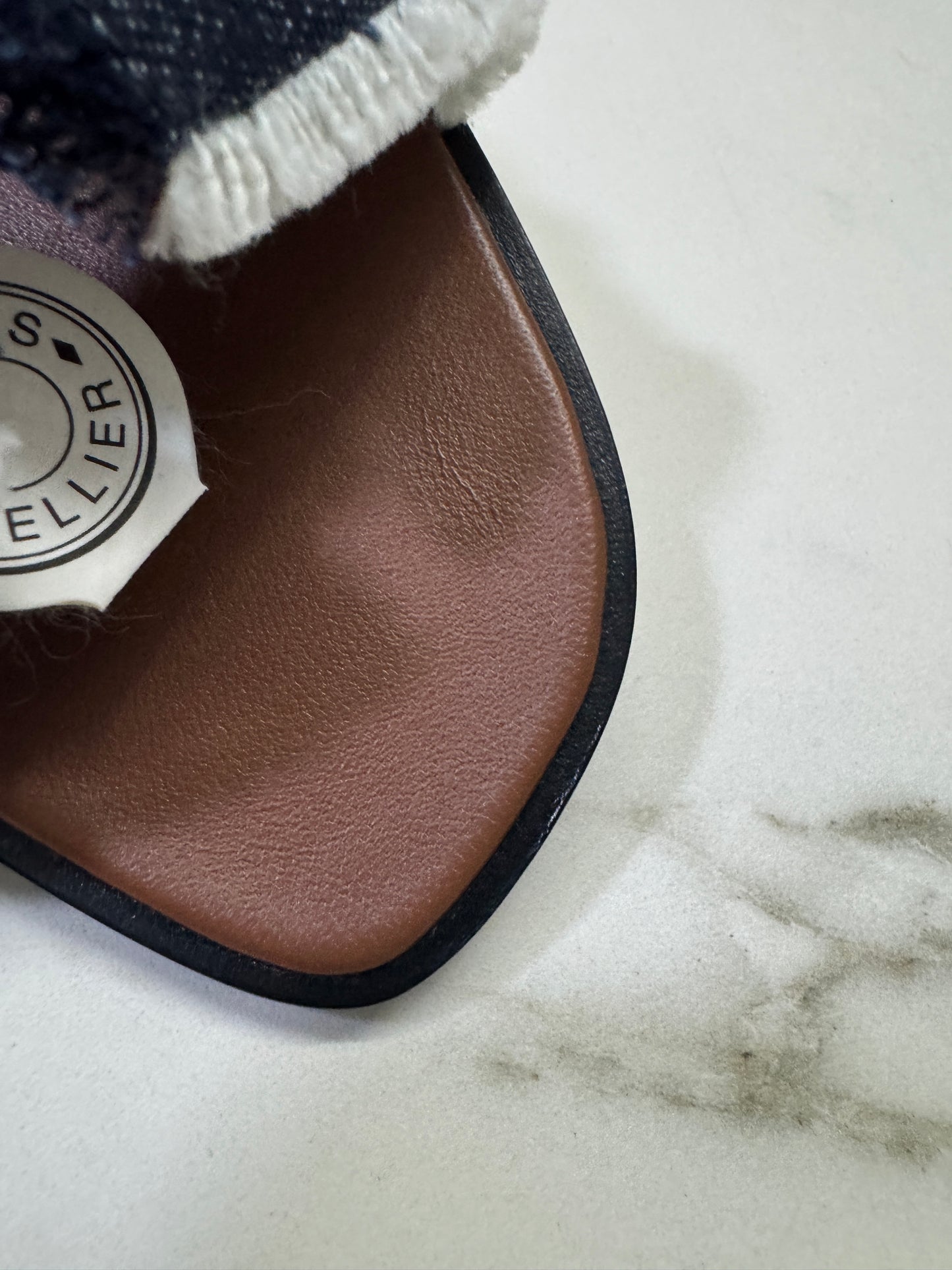 HERMES Oran 深藍牛仔拖鞋