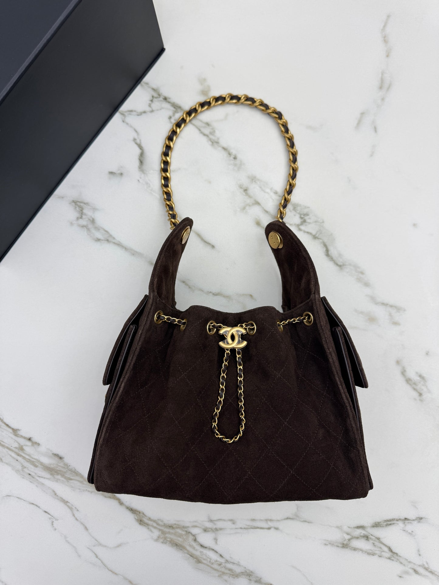 CHANEL 25Bag 麂皮深棕色 Small