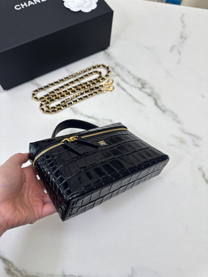 CHANEL 26A 鱷魚壓紋LP盒子 黑色￼