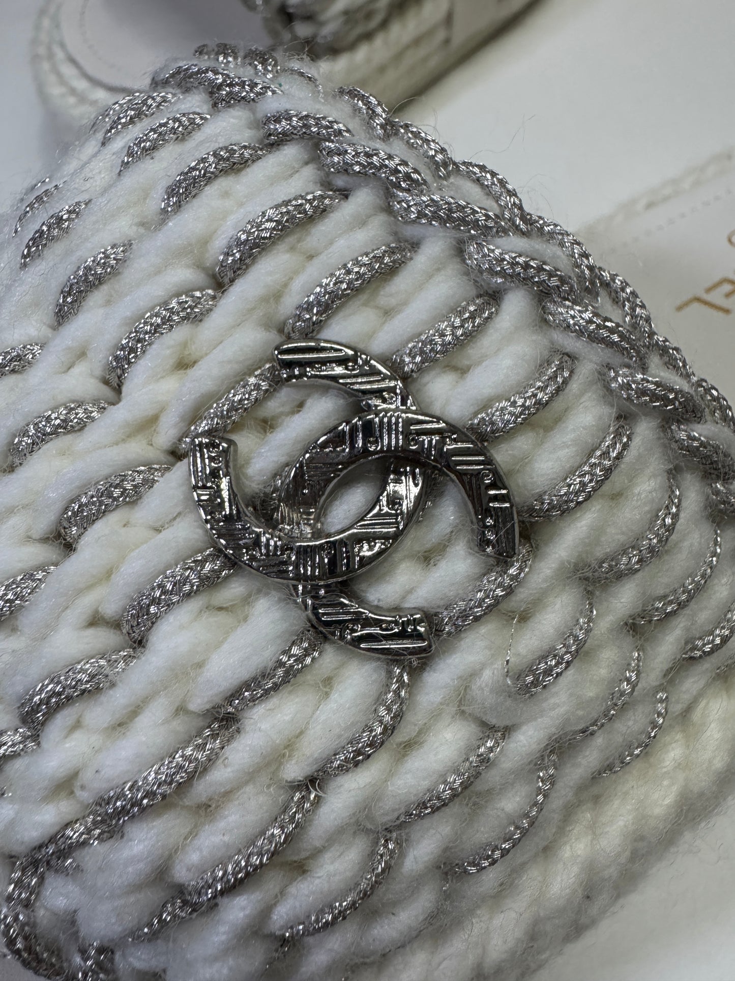 CHANEL 白銀色 厚底拖鞋