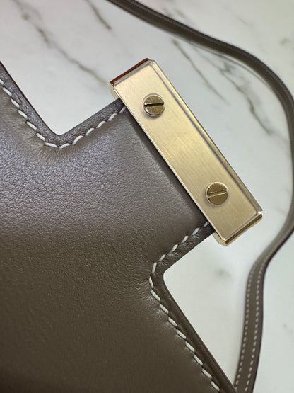 HERMES Mini Constance 大象灰山羊皮 金扣 Etoupe GHW