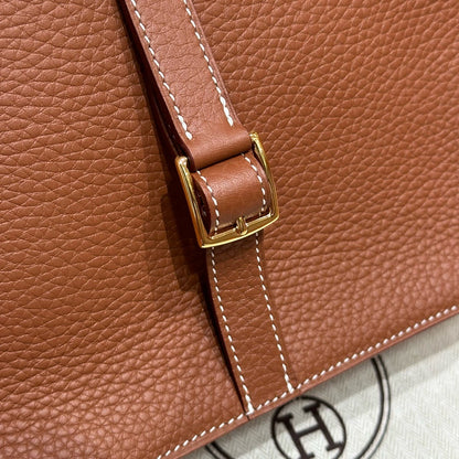 HERMES Halzan 25 金棕色 金扣 Gold TC