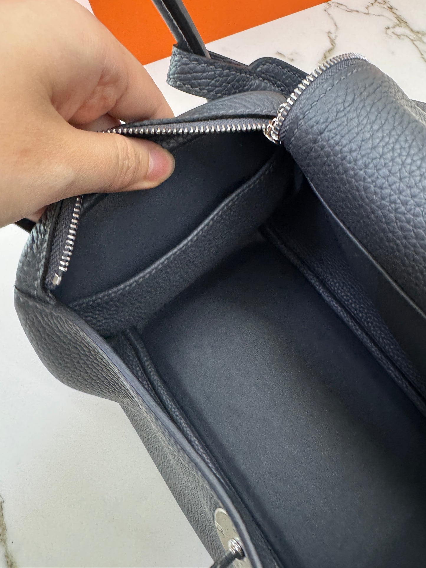 HERMES Lindy 26 石板灰銀扣 85 Ardoise TC PHW
