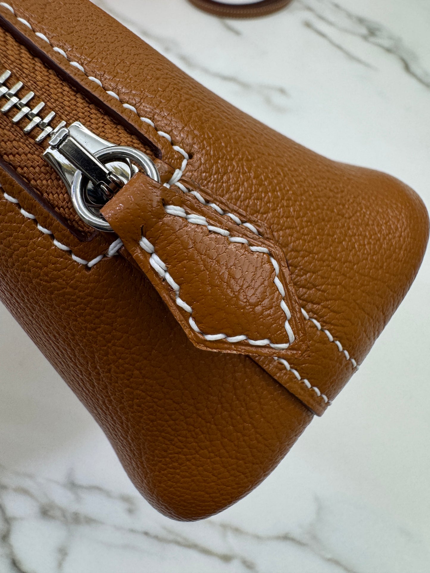 HERMES Mini Bolide 金棕色山羊皮 銀扣 Cherve Gold PHW