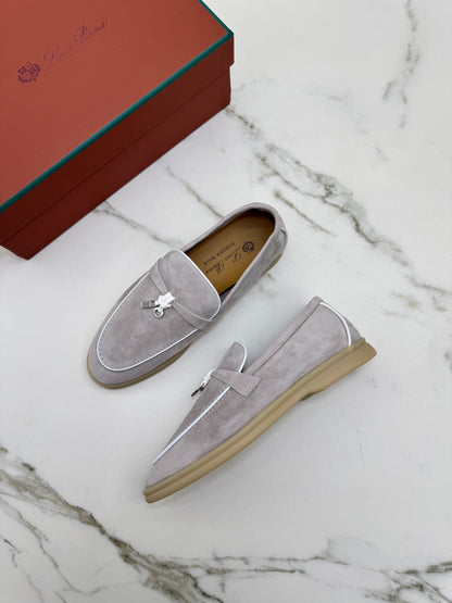 LORO PIANA Summer Walk 珍珠灰滾邊款樂福鞋