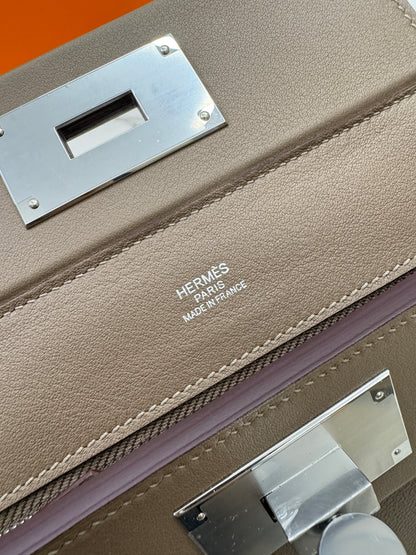 HERMRES Mini 2424 大象灰銀扣 Evercolor Etoupe PHW