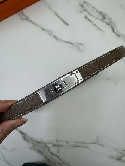 HERMES Kelly Belt 大象灰銀扣（手縫蠟線）