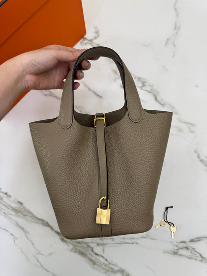HERMES Picotin 18 馬爾淺米金扣 8Q Beige Marfa GHW