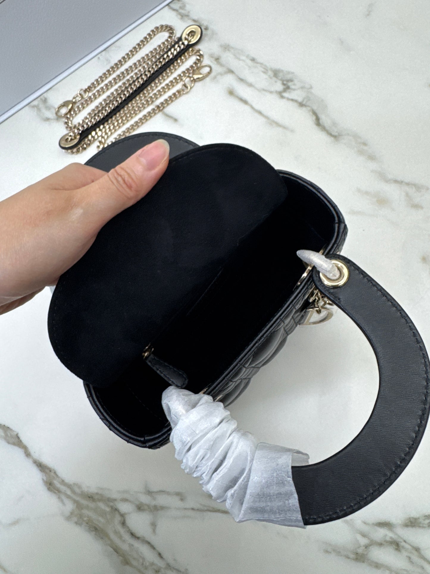 DIOR Mini Lady Dior 黑色羊皮