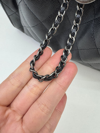 CHANEL 25Bag Small 黑銀小號 荔枝牛皮 Caviar Calfskin