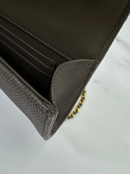 CHANEL 26A 蜥蜴壓紋 灰色Clutch