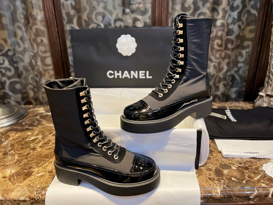 CHANEL 馬丁靴 漆皮鞋頭 楊冪同款