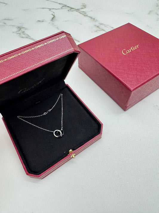 CARTIER Love雙環項鏈 白金色