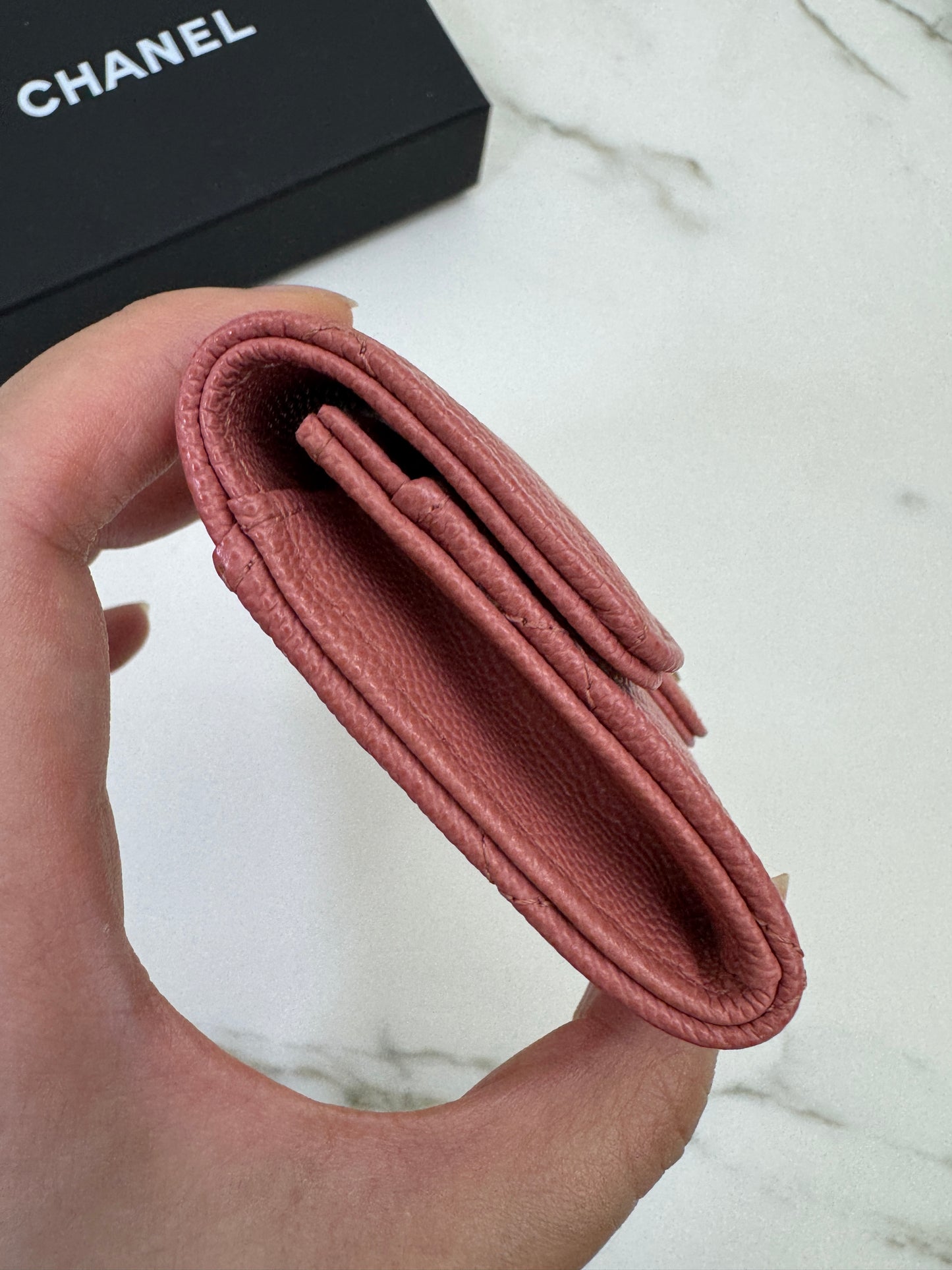 CHANEL CF Cardholder 珊瑚粉 牛皮