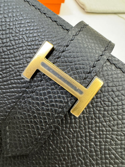 HERMES Bearn Wallet Black Epsom GHW