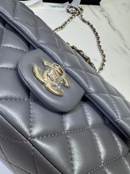 CHANEL 23K Mini CF with Top Handle 手柄CF 深灰色羊皮