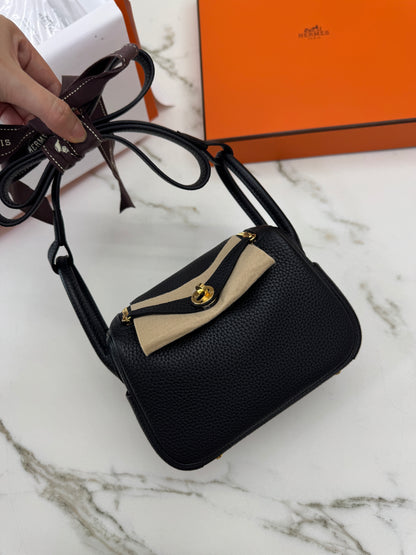 HERMES Mini Lindy II 黑金 Nior TC GHW