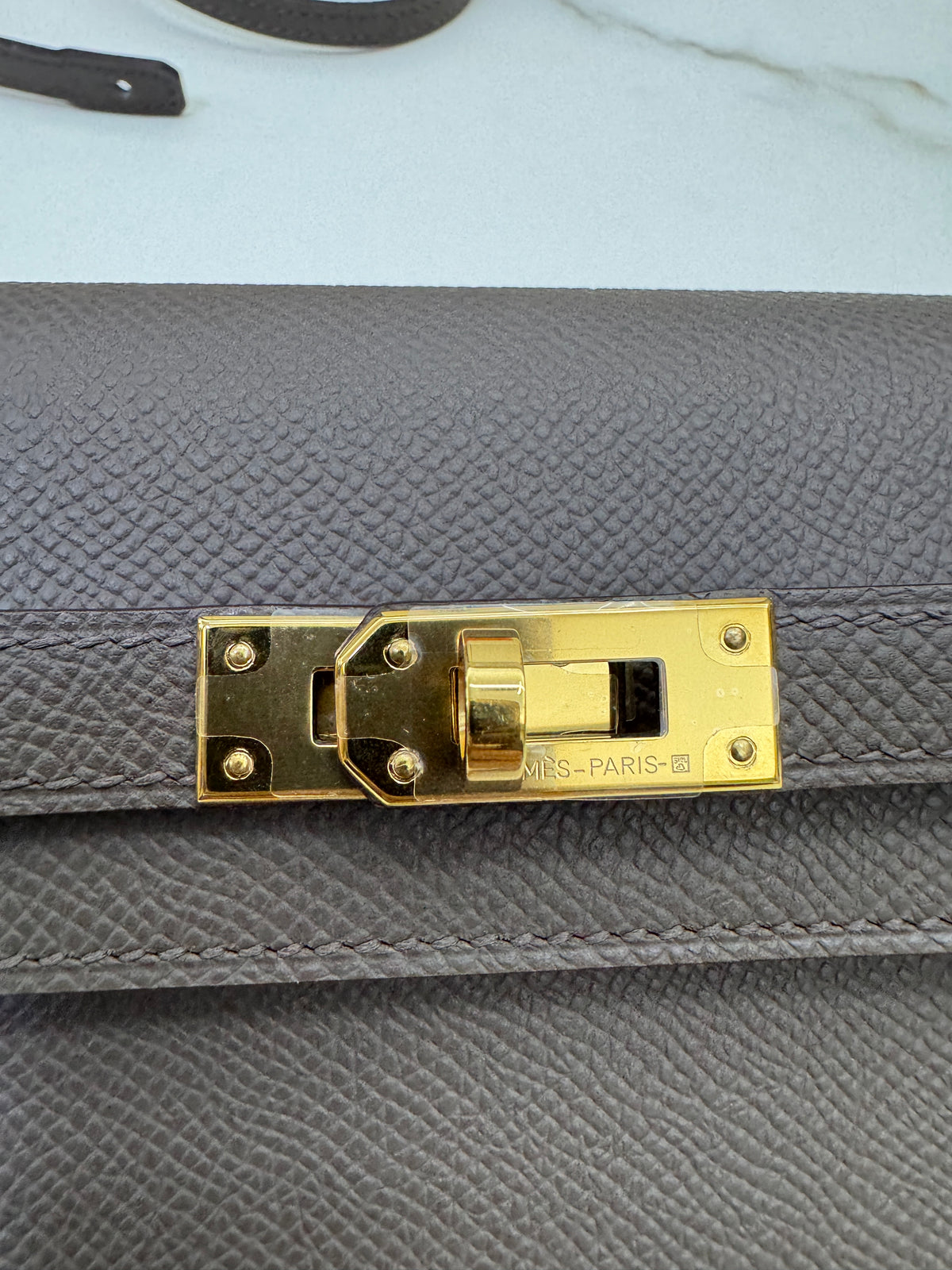 HERMES Kelly to-go 錫器灰金扣 Epsom