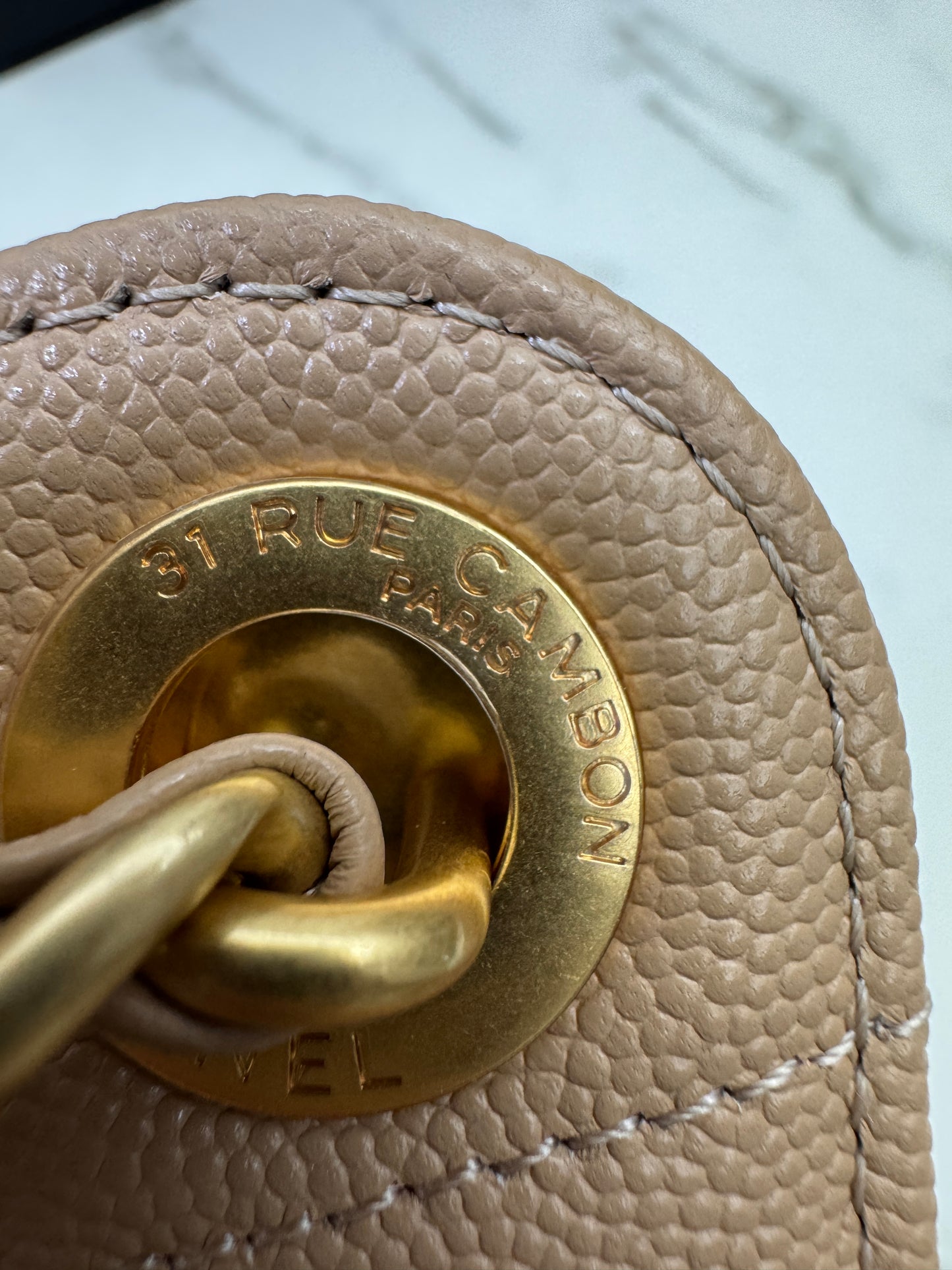 CHANEL Mini 25Bag 奶茶杏荔枝皮 Caviar Calfskin