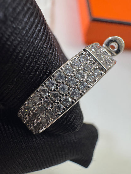 HERMES Kelly 滿鑽戒指 白金色