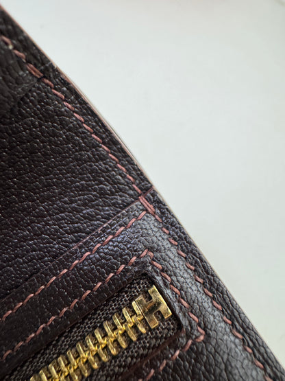 HERMES Bearn Wallet 亮面灣鱷 巧克力色 金扣 Porosus Crocodile Chocolate GHW