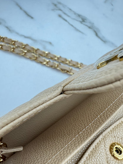CHANEL CF23 Small 米杏色牛皮金扣 Beige Caviar Calfskin GHW
