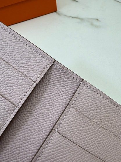 HERMES Bearn Wallet 三摺錢包 夢幻紫銀扣 Epsom Mauve Pale PHW
