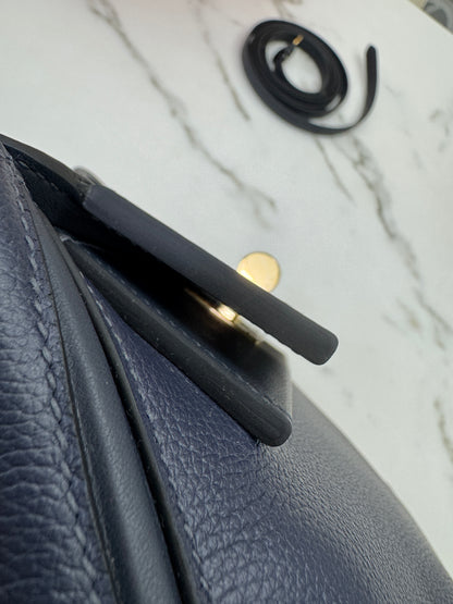 HERMES Mini 2424 午夜藍金扣 Evercolor 2Z Bleu Nuit GHW