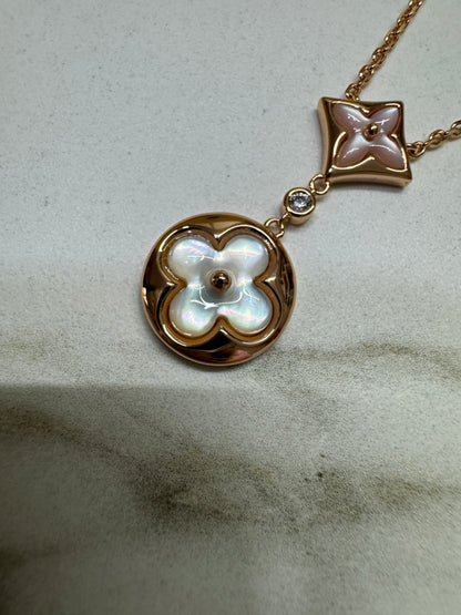 LV Color Blossom 粉貝母x白貝母 玫瑰金項鏈