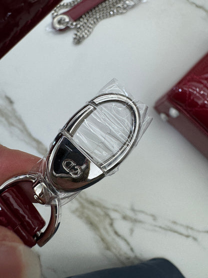 DIOR Mini Lady Dior 漆皮Cherry Red Shinny Calfskin