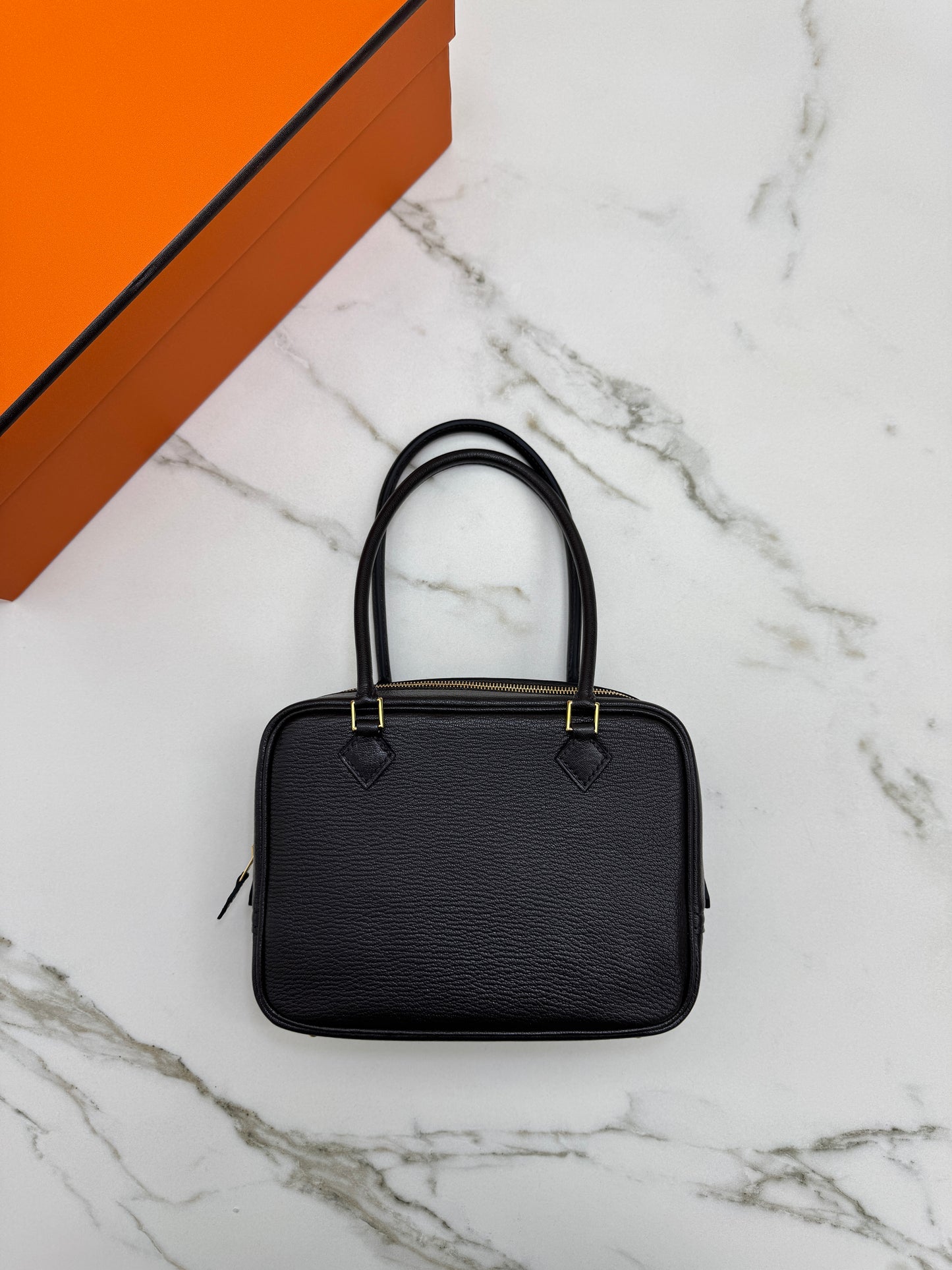 HERMES Mini Plume 一代 烏木色金扣 山羊皮 Ubene GHW Chevre Mysore