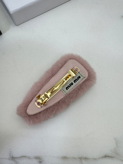 MIU MIU 水貂毛粉紅色髮夾