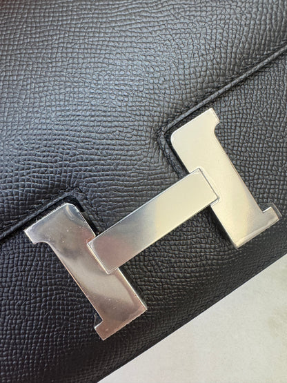 HERMES Mini Constance 新版 附鏡子 黑銀 Epsom PHW