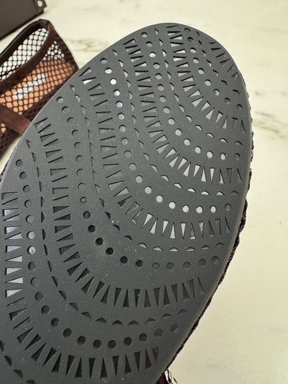 ALAIA 深棕色麂皮 漁網鞋