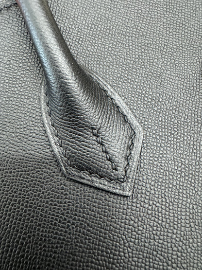 HERMES Birkin 25 黑色 Madame 拉絲金扣 89 Noir Sellier