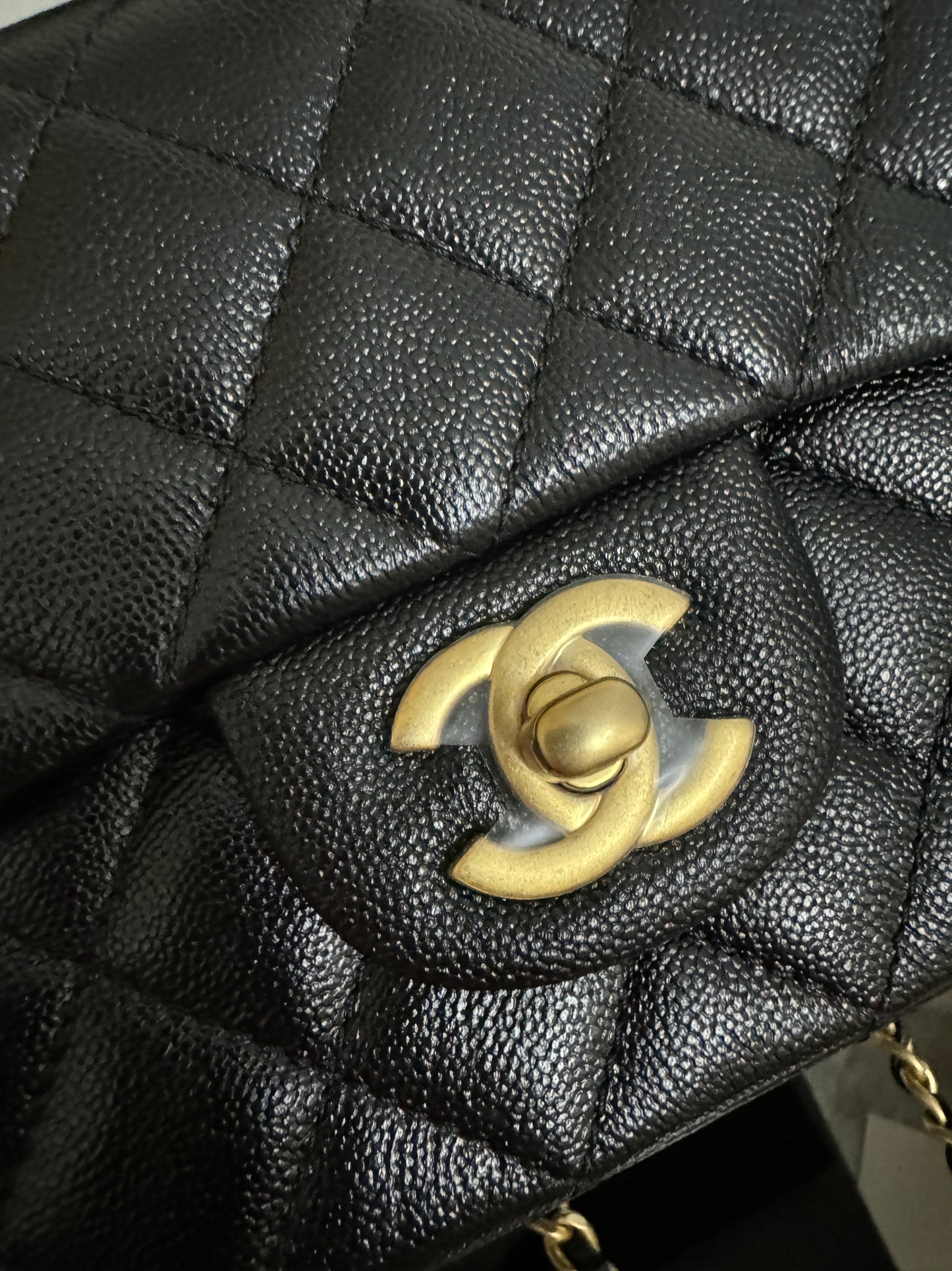 CHANEL mini cf handle 黑 Incas胎牛皮