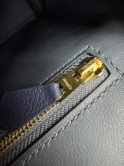 HERMES Mini 2424 午夜藍金扣 Evercolor 2Z Bleu Nuit GHW