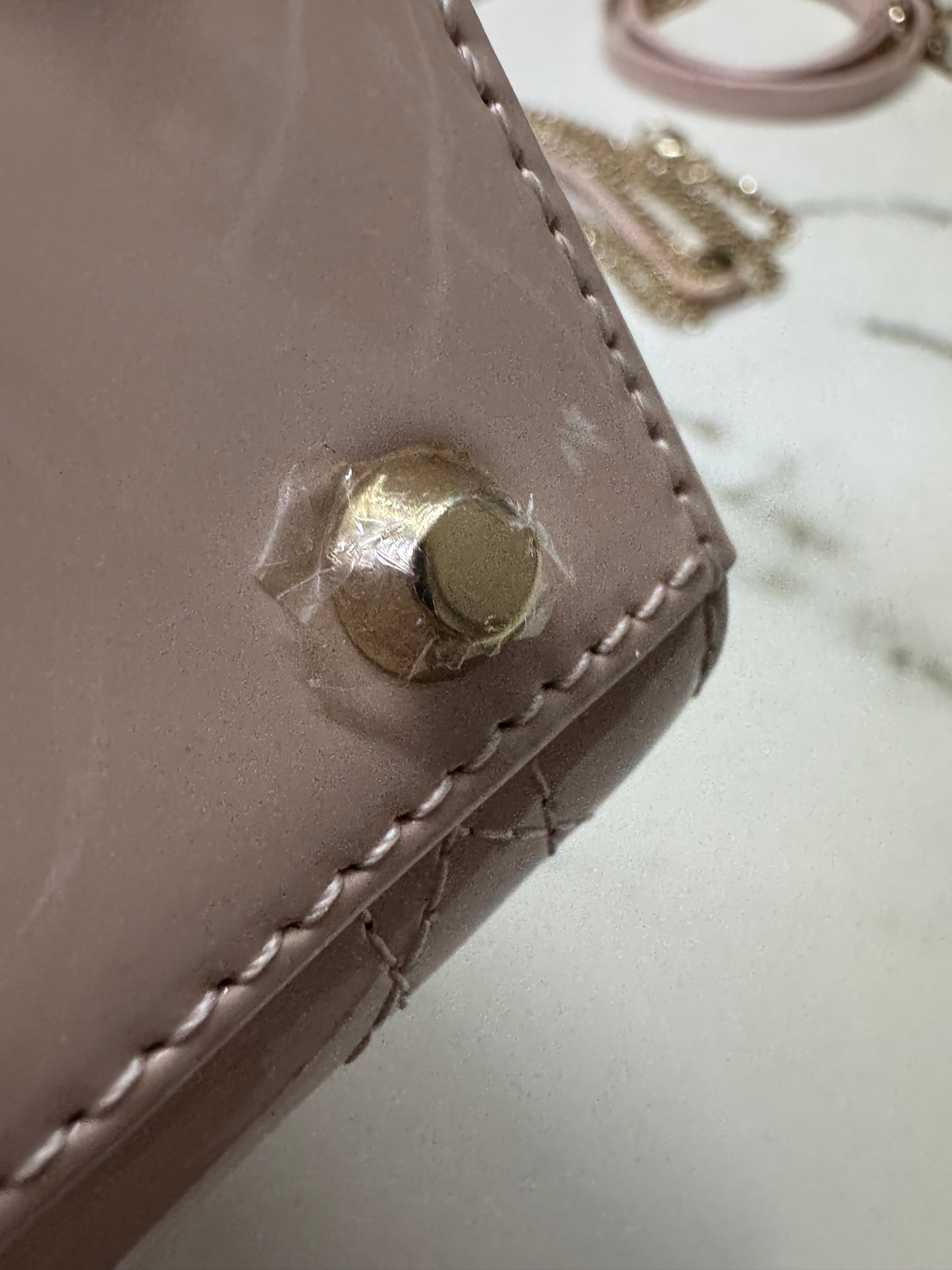 DIOR Lady Mini 三格 漆皮 淡粉 light Pink