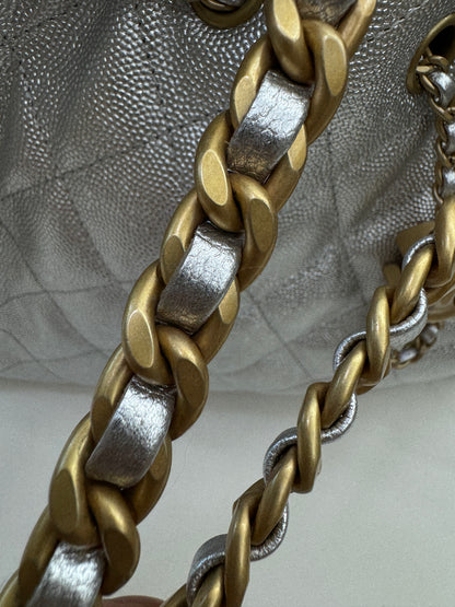 CHANEL 25Bag Small 銀色荔枝皮