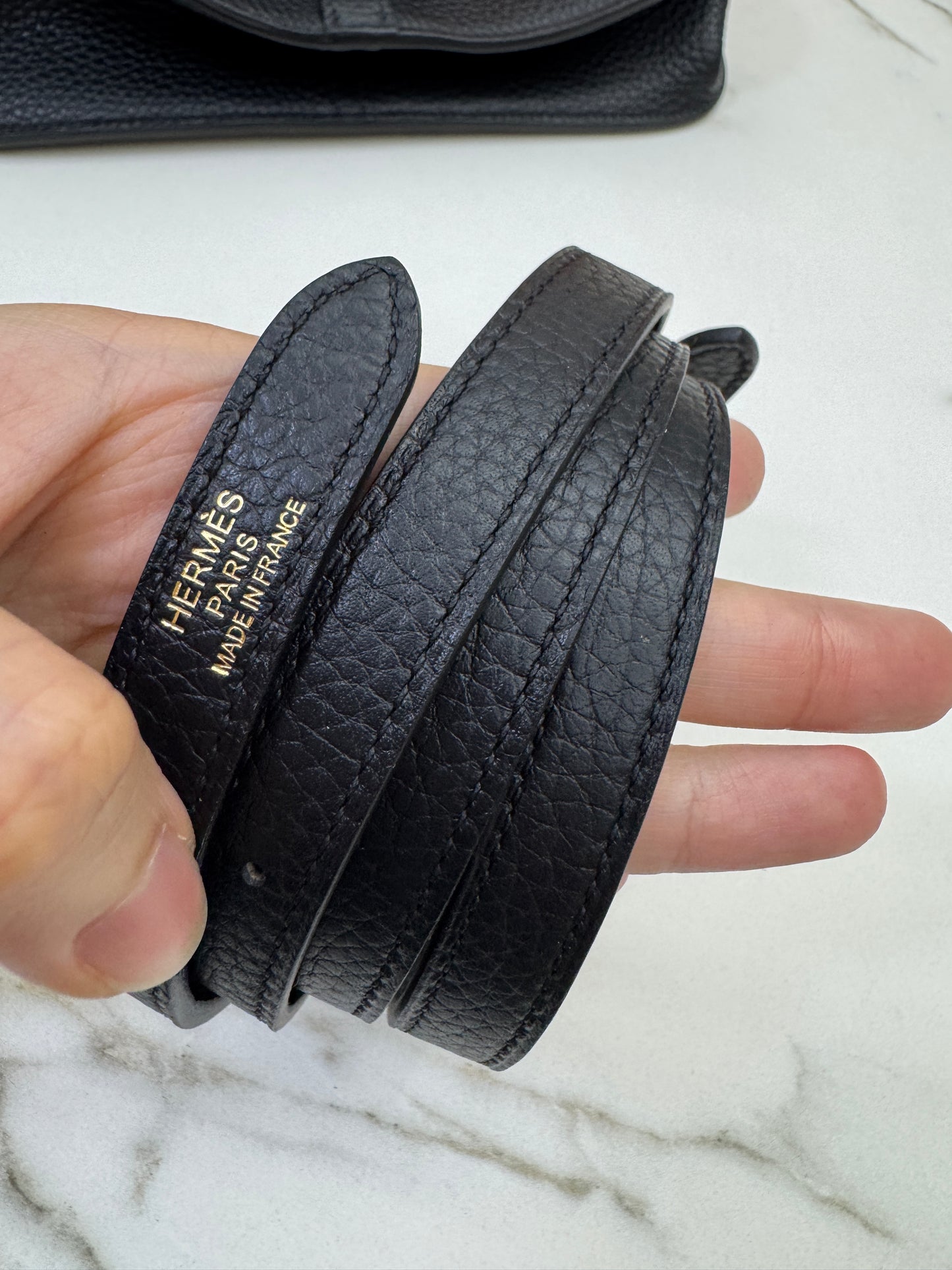 HERMES Halzan 25 黑金 Noir TC GHW