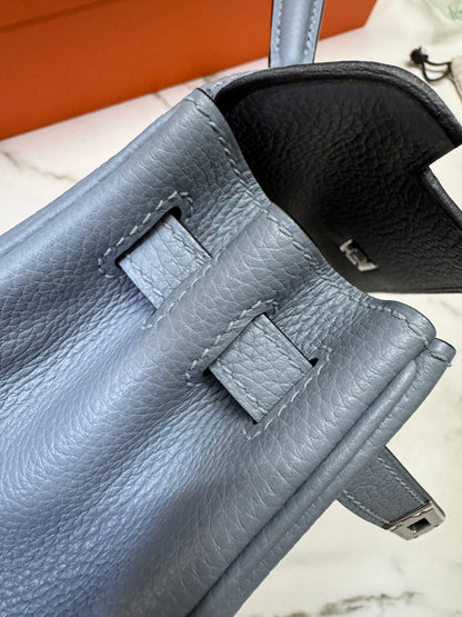 HERMES Kelly 25 亞麻藍 銀扣 內縫 Togo Selier