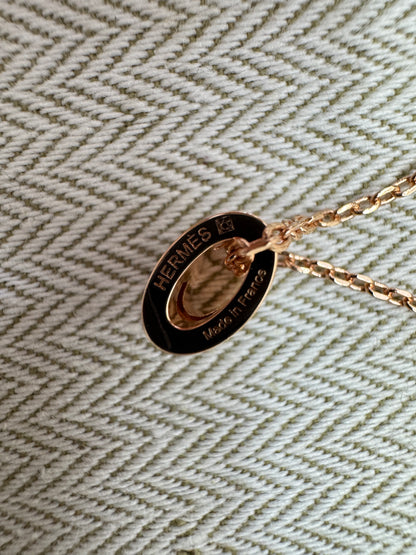 HERMES Mini Pop H 白色玫瑰金項鏈