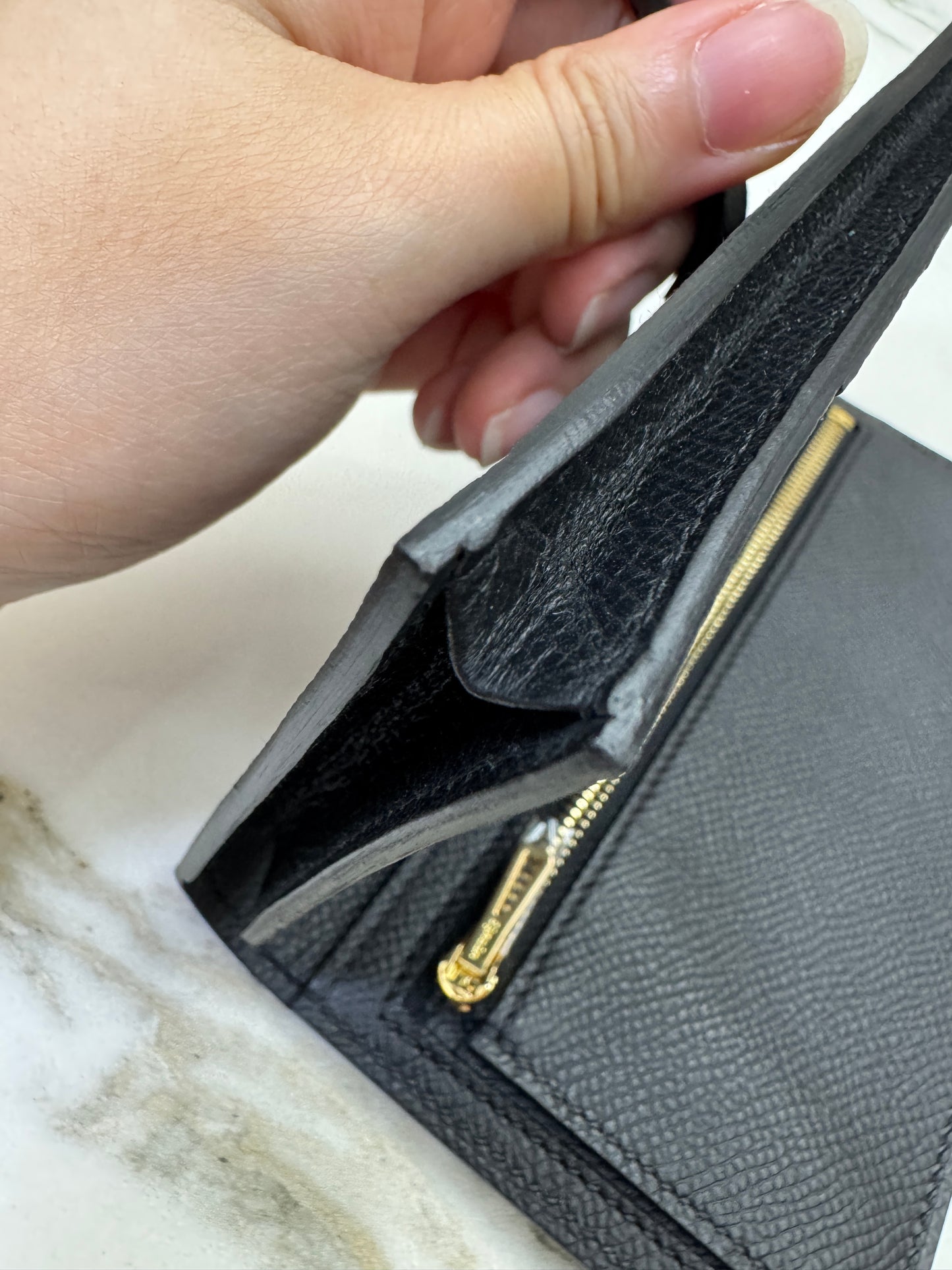 HERMES Bearn Wallet Black Epsom GHW