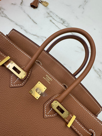 HERMES Birkin 25 金棕色金扣 Togo Gold GHW