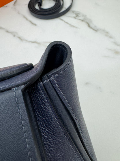 HERMES Mini 2424 午夜藍金扣 Evercolor 2Z Bleu Nuit GHW